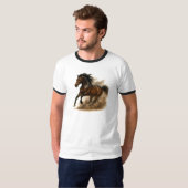 T-shirt Powerful horse running through dust (Devant entier)