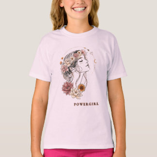 T-shirt Powergirl – Femme Florale, Force & Amour de Soi