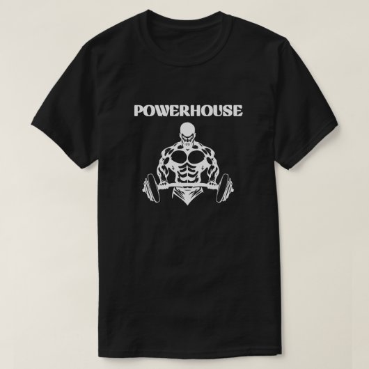 T-SHIRT POWERHOUSE, BLACK MEN'S BASIC  (Design devant)