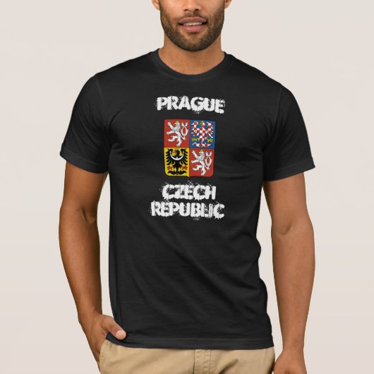 T-shirt Prague, République tchèque avec armoiries (Devant)