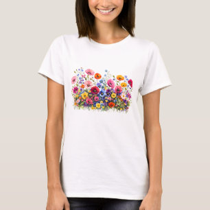 T-shirt Prairie de fleurs sauvages avec des floraisons aqu