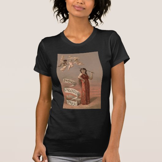 T-shirt Prang's Valentine Cards AD, Woman & Cherubs (Devant)