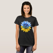 T-shirt Pray For Ukraine Blue And Yellow Sunflower (Devant entier)