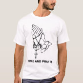 T-shirt Praying Hands with Rosary Catholic Religion (Devant)