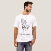 T-shirt Praying Hands with Rosary Catholic Religion (Devant entier)