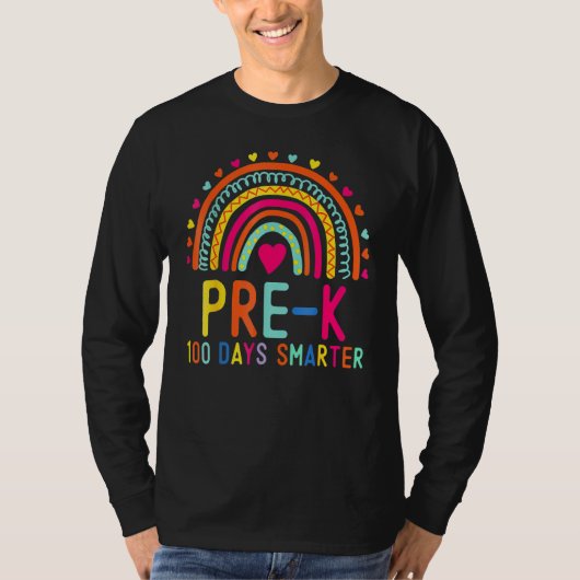 T-shirt Pre K 100 Days Smarter Rainbow Teacher 100th Day O (Devant)
