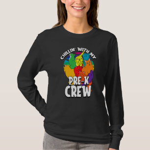 T-shirt Pré K Crew Retour À L'École Cute Cat Étudiants Ens
