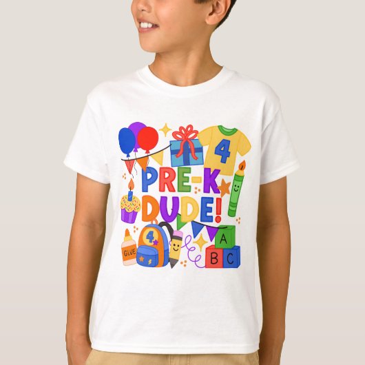 T-shirt Pre-K Dude Birthday & First Day of School Shirt (Devant)