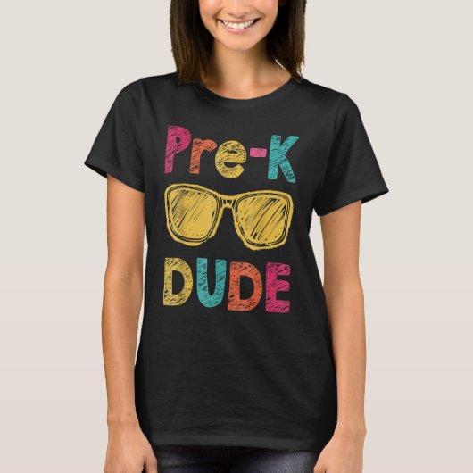 T-shirt Pré K Dude Retour À L'École Premier Jour De L'Écol (Devant)