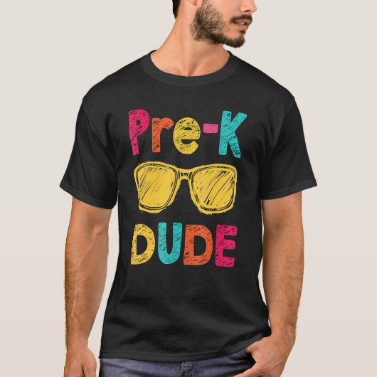 T-shirt Pré-K Dude Retourner À L'École Premier Jour De L'É (Devant)