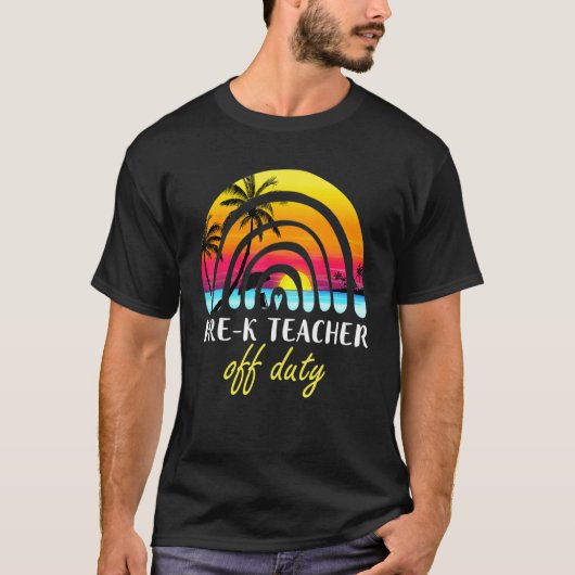 T-shirt Pré K Enseignant hors service Plage Sunset Rainbow (Devant)