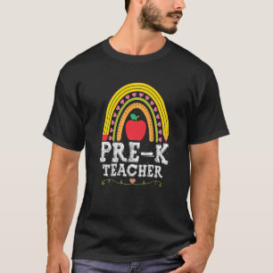 T-shirt Pré K Enseignant Matériel de l'école Crayon Arc-en