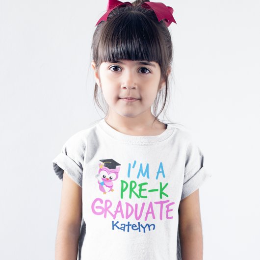T-shirt Pré-K Graduate mignonne Chouette rose Filles perso