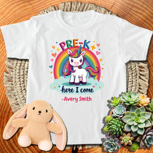 T-Shirt Pré-K Ici Je Viens Unicorn Filles Enfants Enfants