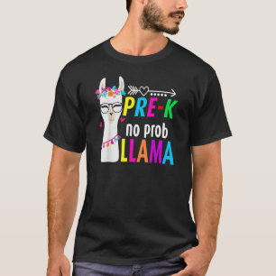 T-shirt Pré K jardin d'enfants No Prob Llama Flower Heart