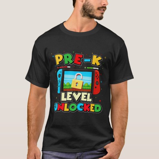 T-shirt Pre-k Level Unlocked Video Gamer Boys Kids Ck To S (Devant)