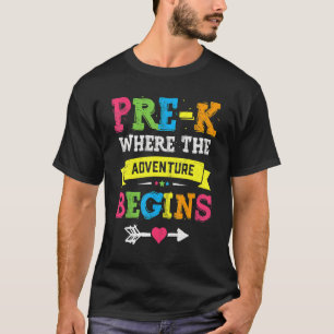 T-shirt Pré K Où L'Aventure Commence À Retourner À L'École