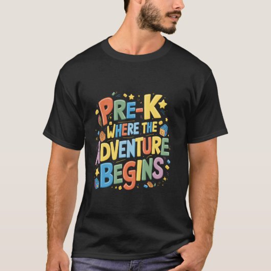 T-shirt Pré-K Où L'Aventure Commence À Retourner À L'École (Devant)