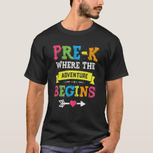 T-shirt Pré K Où L'Aventure Commence L'Enseignant Enfants