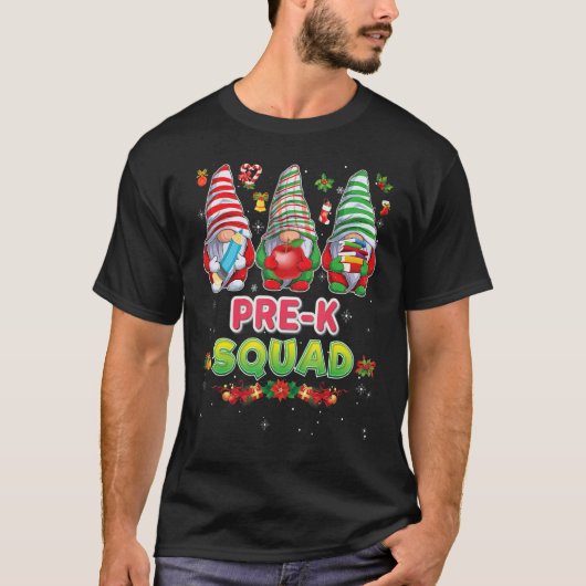 T-shirt Pre K Squad Merry Christmas Gnomes Student Sweater (Devant)