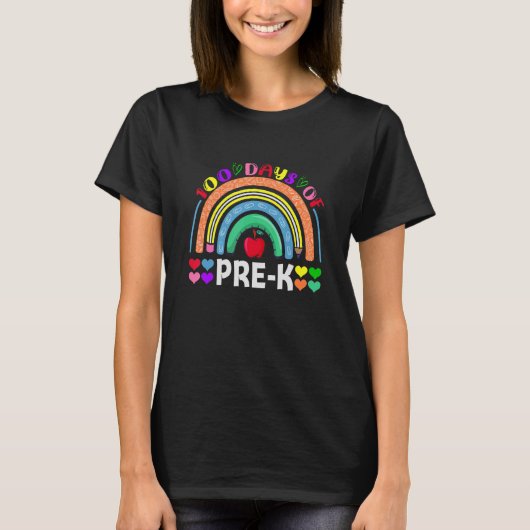 T-shirt Pré Kinder Garten Enseignant étudiant heureux 100e (Devant)