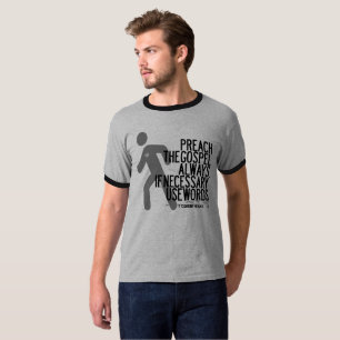 T-shirt Prêchez les mots d'utilisation d'évangile toujou