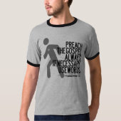 T-shirt Prêchez les mots d'utilisation d'évangile toujours (Devant)