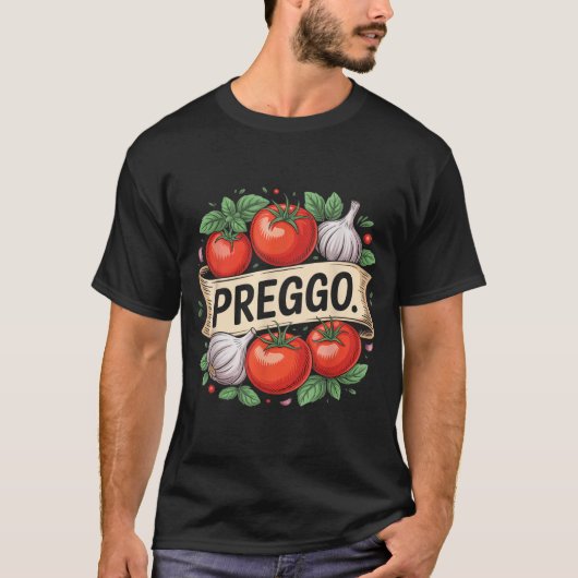 T-shirt Pregnancy Announcement Prego Pasta Sauce Funny Pre (Devant)