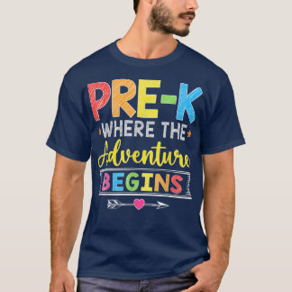 T-shirt PréK Où L'Aventure Commence Le Cadeau Étudiant Ret