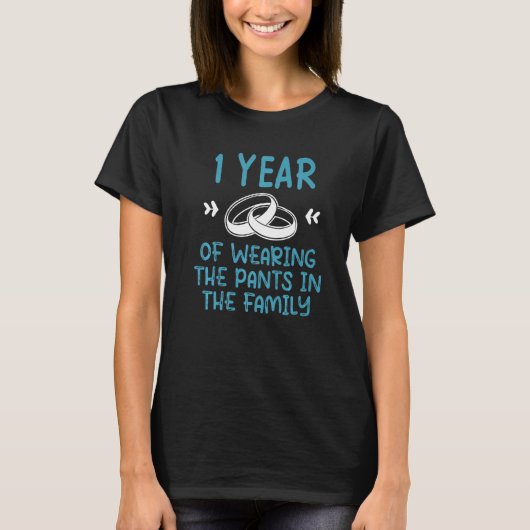 T-shirt Premier 1er 1 an Mariage Anniversaire Pants Mari (Devant)