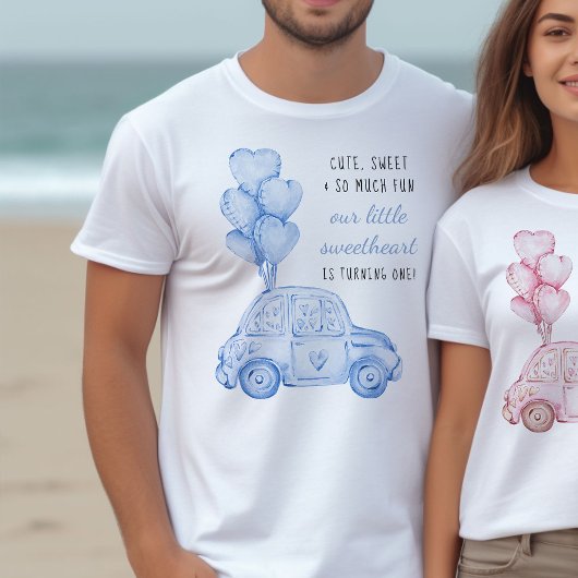 T-shirt Premier anniversaire Valentine Ballons et voiture 