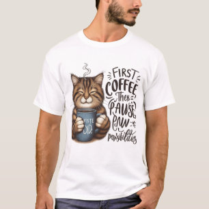 T-shirt Premier café puis pawsibilités Amoureux des chats