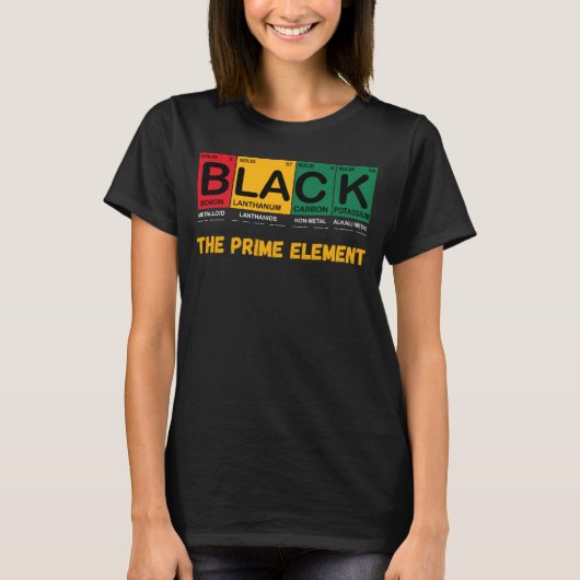 T-shirt Premier élément Noir Histoire Mois Période (Devant)