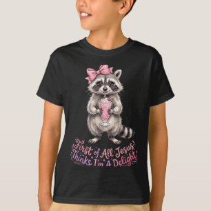 T-shirt Premier Jésus pense qu'un design de raton laveur e