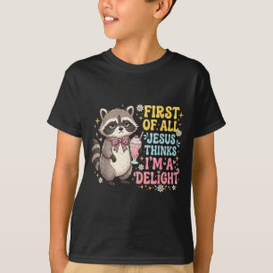 T-shirt Premier Jésus pense qu'un design de raton laveur e