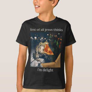 T-shirt Premier Jésus pense qu'une grenouille mangeant une