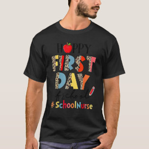 T-shirt Premier Jour De L'École Infirmière Leopard Retour