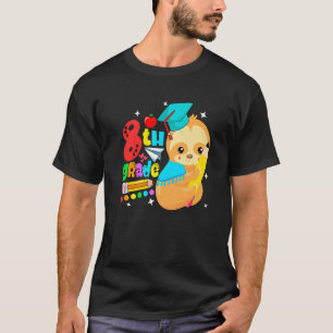 T-shirt Premier Jour D'école 8e Année Paresseux Enfants Re