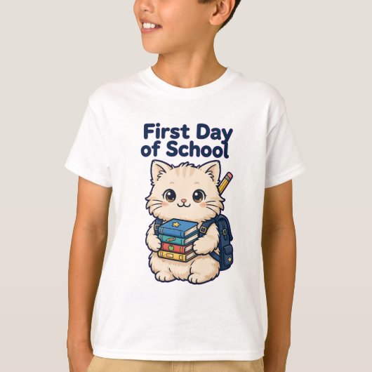T-shirt Premier Jour d'École Chat - Joli Chatons (Devant)