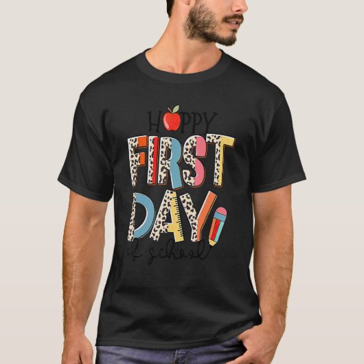 T-shirt Premier Jour D'école Léopard Boho Professeur Retou (Devant)