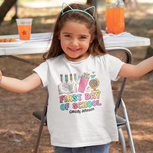 T-shirt Premier jour d'école rétro coloré