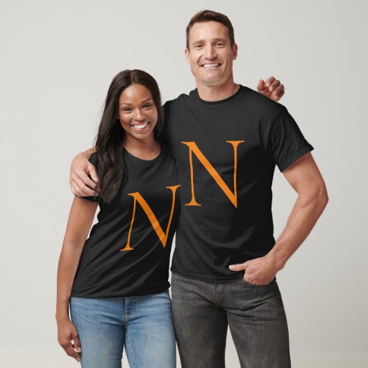 T-shirt Premier monogramme manuscrit propre nom noir (Unisexe)