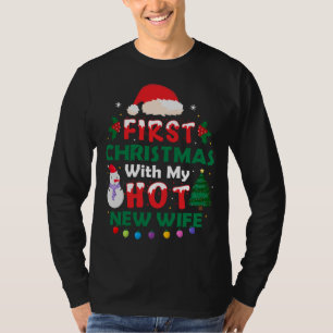 T-shirt Premier Noël Avec Ma Nouvelle Femme Chaude Amusant