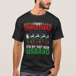 T-shirt Premier Noël avec mon nouveau mari chaud laid