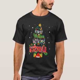 T-shirt Premier Noël Avec Mon Stepdad Xmas Tree Light Fa