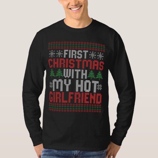 T-shirt Premier Noël avec mon Sweater de copine chaude (Devant)