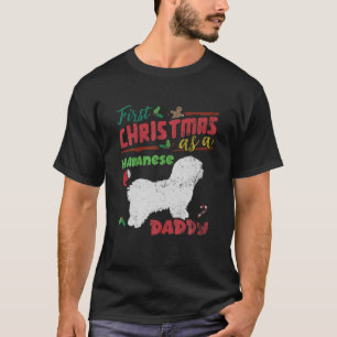 T-shirt Premier Noël En Tant Que Chien Havanais Papa - Ha