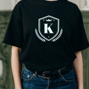 T-shirt Premier nom monogrammé Insigne de couronne de laur