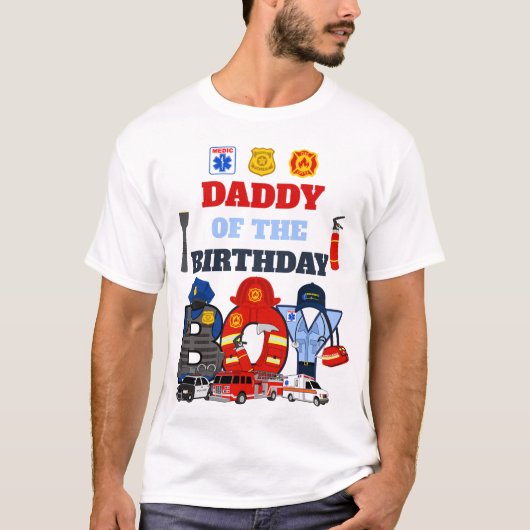 T-shirt Premier répondant papa du garçon d'anniversaire (Devant)