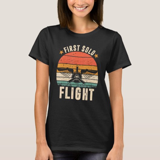 T-shirt Premier vol pilote d'avion solo (Devant)
